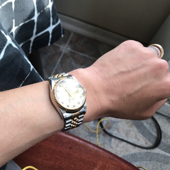 Croton watch 18k gold Rolex lock & dial 100%real gold & Diamonds - Picture 4 of 11